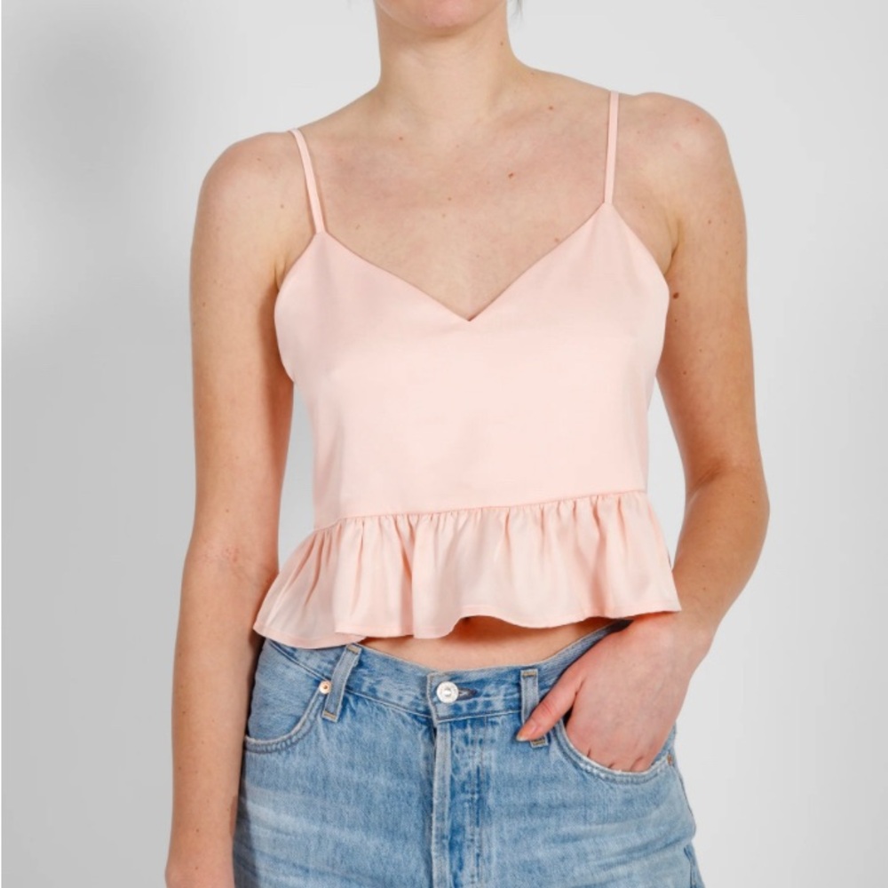 Brunette the Label Satin Baby Doll Top in Bellini